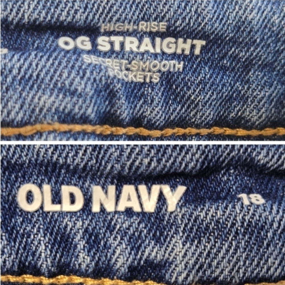 Old Navy High Rise OG Straight Jean Distressed Secret Smooth Pocket Size 18 - Picture 3 of 13